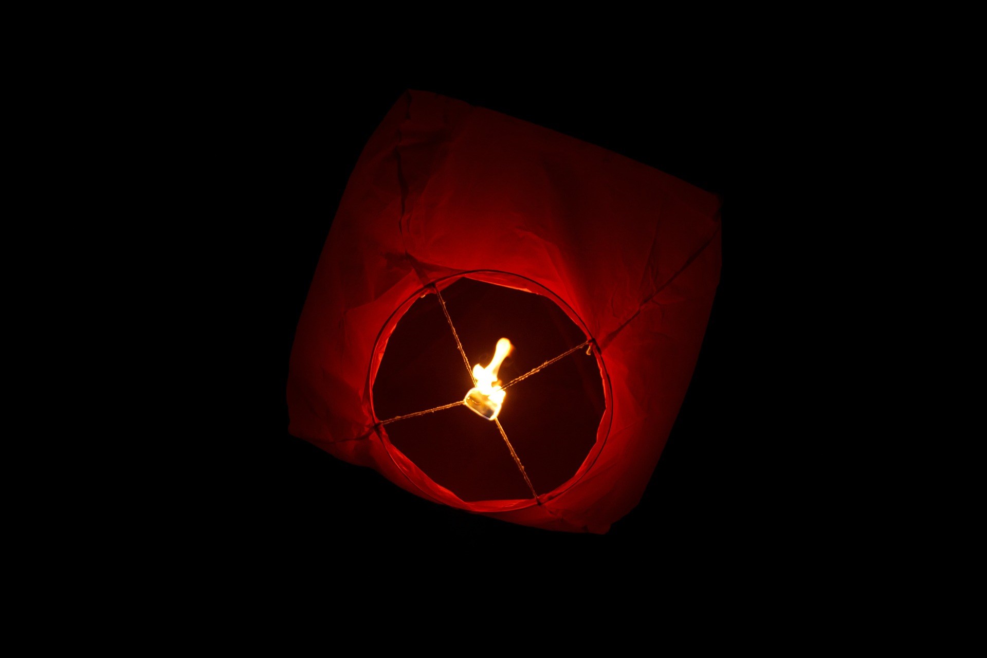 Chinese flying lantern view from underside