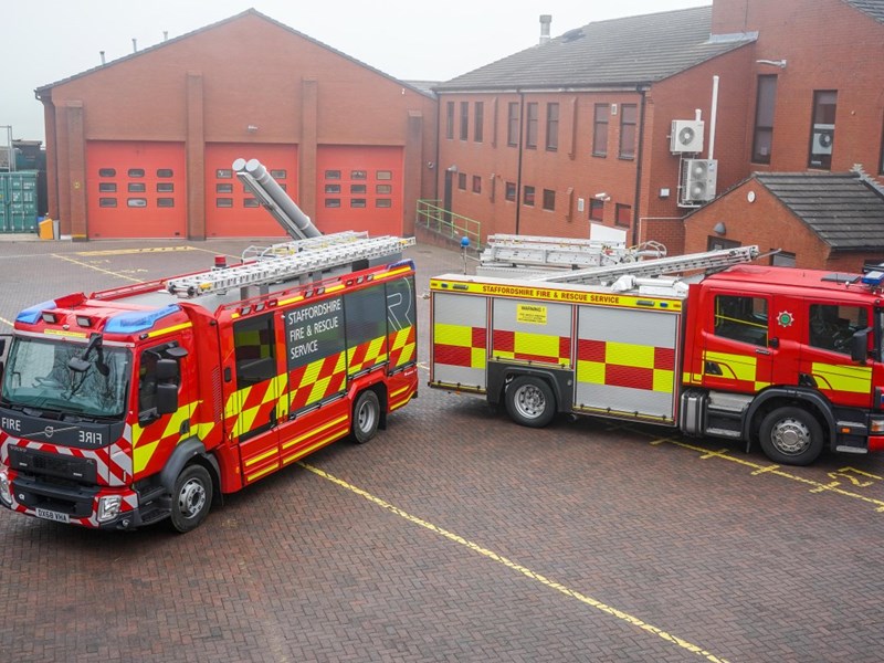 Rosenbauer parked next to fire engine