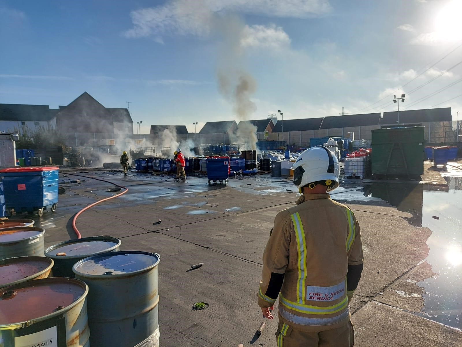 Over forty firefighters attend chemical storage blaze
