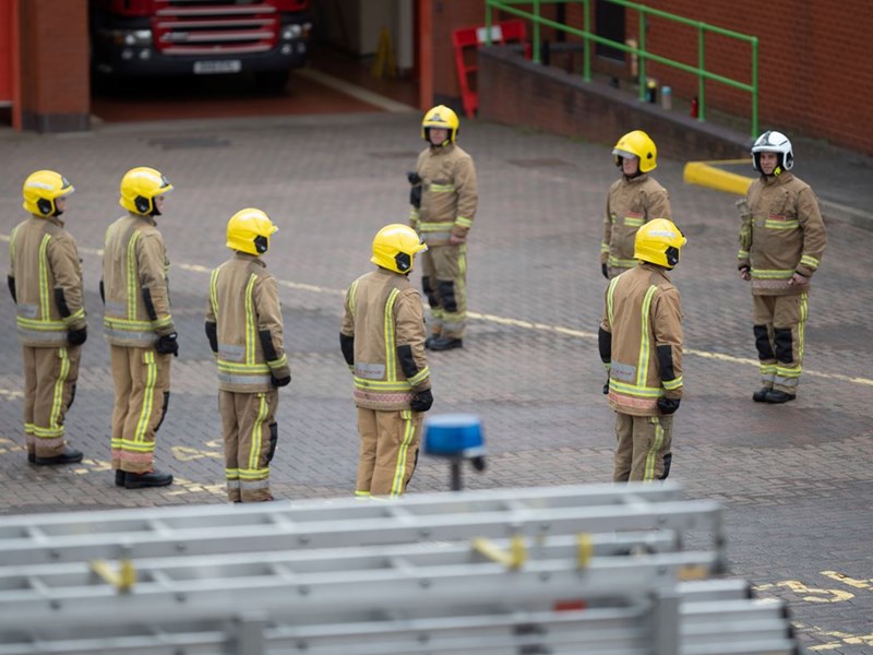 Firefighters in drill yard