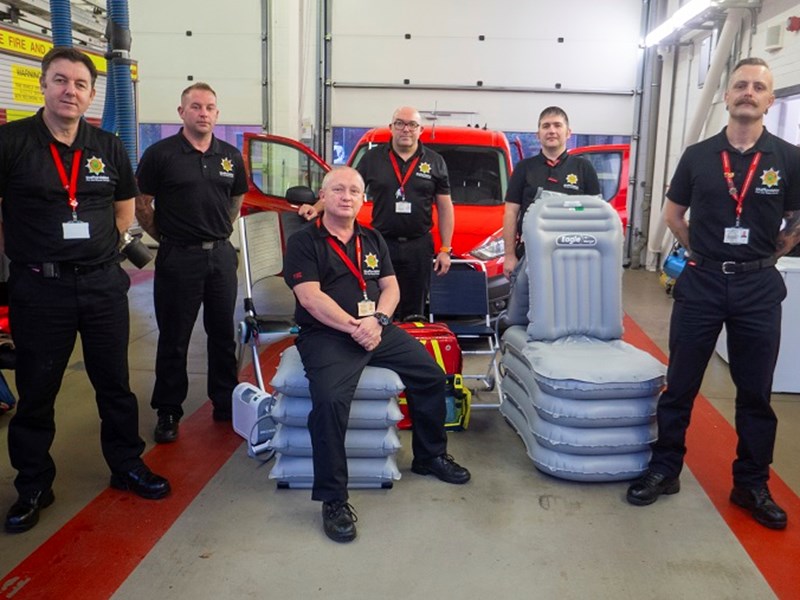 Firefighters standing in line