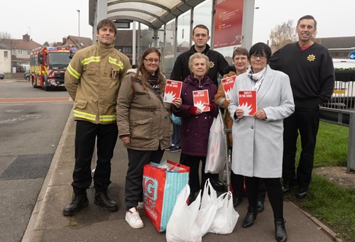 Firefighters from Cannock White Watch engaging with members of the public at Cannock Fire Station