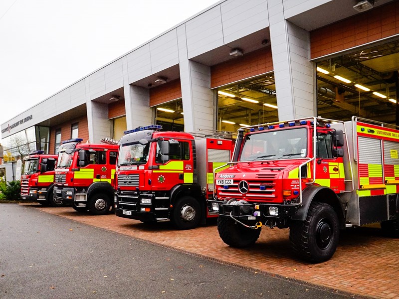 Fire appliances at Cannock station