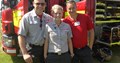 Chris Foxley, left, with former Staffs firefighter Steph Chambers, and retired crew manager Alan Smith