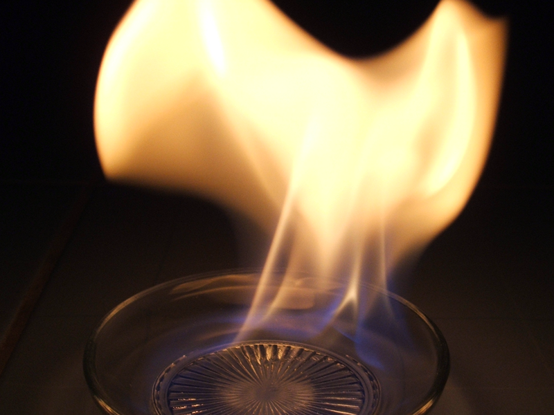 Flame from gel burner