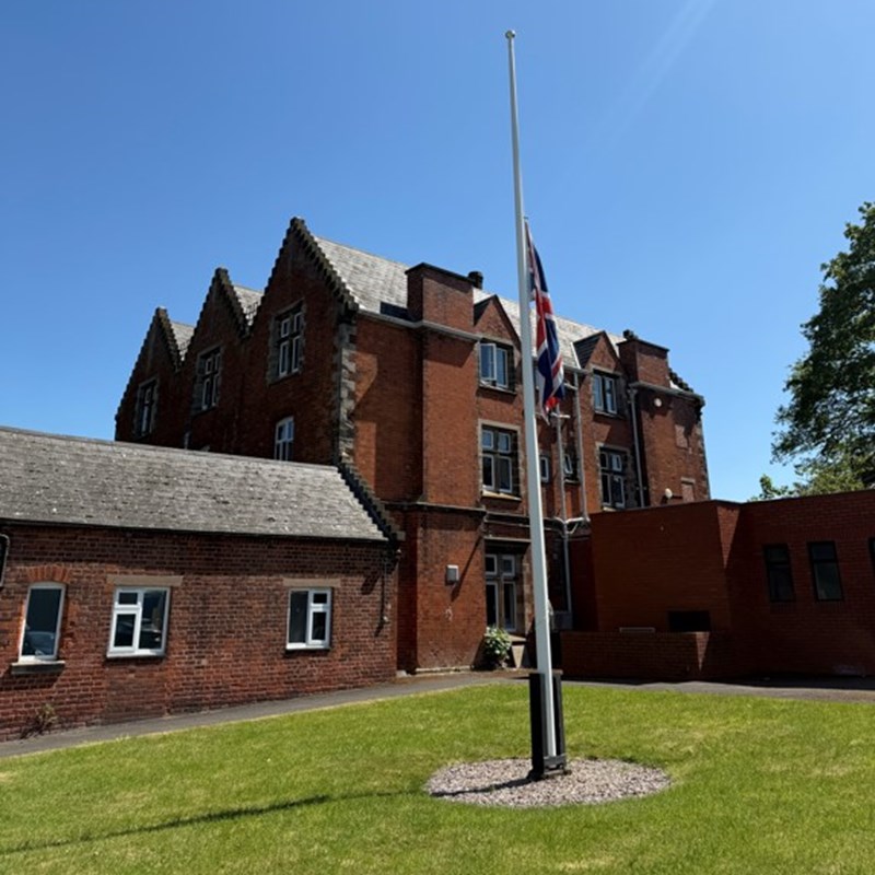 Union jack flag at half mast