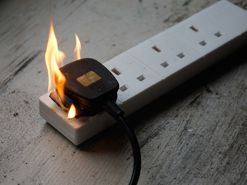 Fire caused by faulty plug