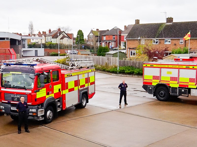 Fire vehicles parked outside