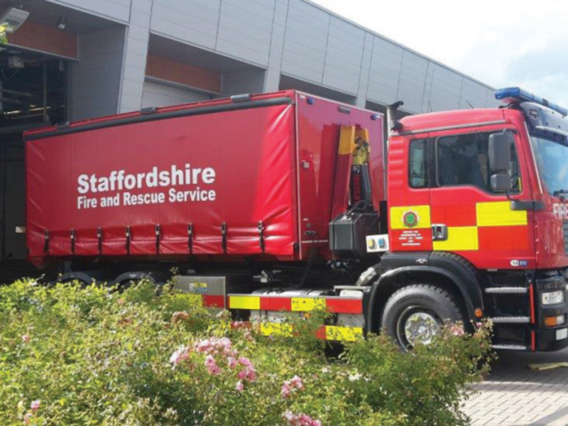 Damage Limitation Unit lorry leaving station